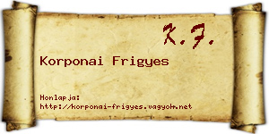 Korponai Frigyes névjegykártya